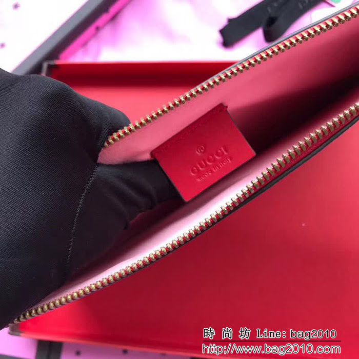 GUCCI古馳 歐洲正品原單 2018早春新款 狗頭刺繡限量版 萌萌手包 506280 粉狗pvc紅皮 WTG1543